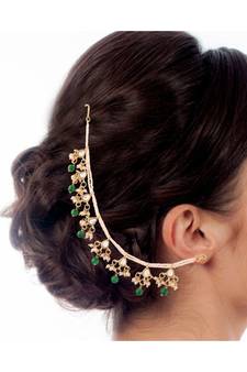Green beaded jewellery Yellow Gold Alloy   Pair of Earrings