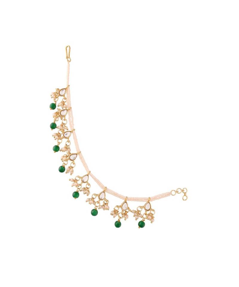 Green beaded jewellery Yellow Gold Alloy   Pair of Earrings