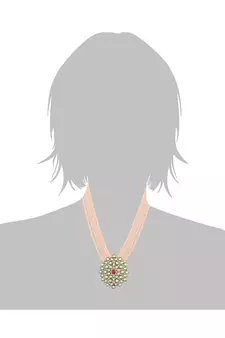 White beaded jewellery Yellow Gold Alloy   Necklacewith   Pair of Earrings