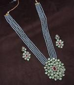 Grey beaded jewellery Yellow Gold Alloy   Necklacewith   Pair of Earrings