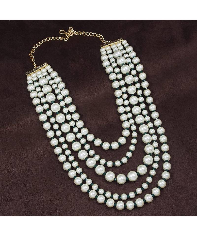 Green beaded jewellery Yellow Gold Alloy   Necklace