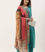 Green Cotton  Embroidery stitched kurta & bottom with dupatta