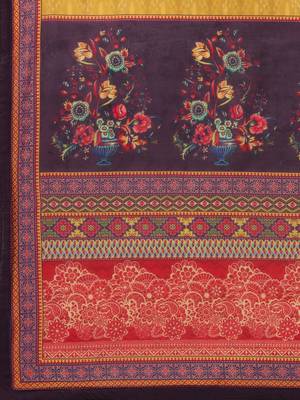 Purple Cotton  Embroidery stitched kurta & bottom with dupatta 4
