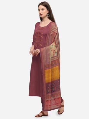 Peach Cotton  Embroidery stitched kurta & bottom with dupatta 5