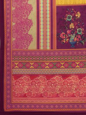 Magenta Cotton  Embroidery stitched kurta & bottom with dupatta 4