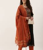 Black Cotton  Embroidery stitched kurta & bottom with dupatta