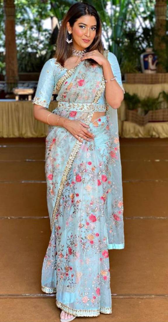 One More Super Hit Organza Saree With Belt Catalog Heavy Multi-Sequence Work & Sequence Work Lace Border With Belt