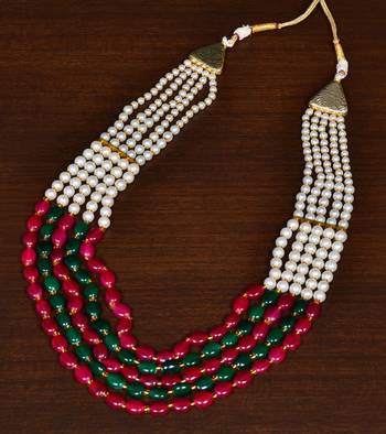 Red and Green Beaded Necklace for Women PPBJ150 1