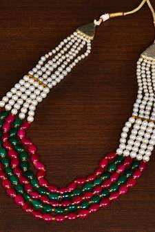 Red and Green Beaded Necklace for Women PPBJ150