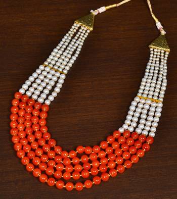 Orange Beaded Necklace for Women PPBJ151 1