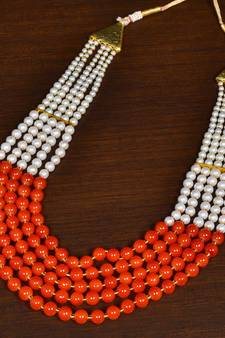 Orange Beaded Necklace for Women PPBJ151