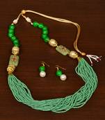 Mint Colored Seed Beaded Festive Necklace PPBJ152 