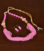 Baby Pink Colored Seed Beaded Festive Necklace PPBJ153