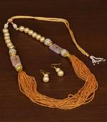 Golden Colored Seed Beaded Festive Necklace PPBJ156