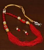 Red Colored Seed Beaded Festive Necklace PPBJ157