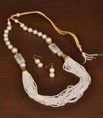 White Colored Seed Beaded Festive Necklace PPBJ158