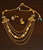 Pearl and Hollow Beads Embellished Designer Multilayer Necklace SJ22