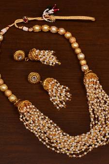 Pearl and Metallic Glossy Beads Embellished Multilayer Necklace SJ23 