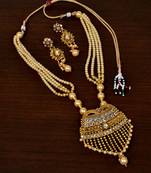 Pearl, Hollow Beads, Kundan and Stone Embellished Necklace SJ31