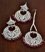 Ruby and Kundan Embellished Silver Plated Tikka MT151