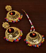 Gold Plated Multi Beaded Earrings Tikka MT161