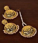 Gold Plated Pearled Designer Earrings Tikka MT163