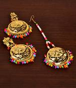 Gold Plated Multi Beaded Earrings Tikka MT164