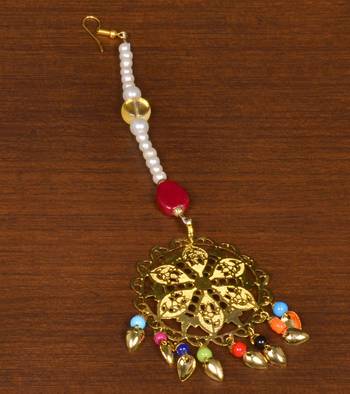 Gold Plated Designer Light Weight Jhumka with Tikka MT167 2