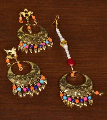 Gold Plated Designer Light Weight Danglers with Tikka MT171 1