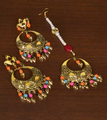 Gold Plated Designer Light Weight Danglers with Tikka MT172 1