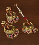 Gold Plated Designer Light Weight Danglers with Tikka MT172