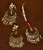 Gold Plated Designer Light Weight Danglers with Tikka MT173