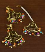 Gold Plated Designer Light Weight Danglers with Tikka MT174