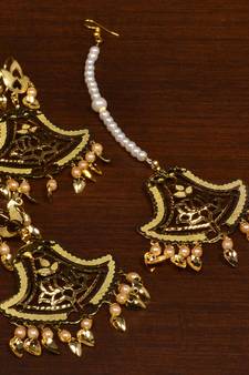 Gold Plated Designer Light Weight Danglers with Tikka MT175