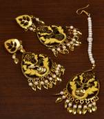 Gold Plated Designer Light Weight Danglers with Tikka MT181