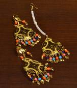 Gold Plated Designer Light Weight Danglers with Tikka MT182