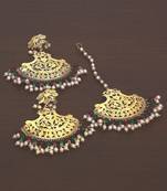 Gold Plated Multi Beaded Earrings cum Maang Tikka Set MT223
