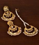Gold Plated Beaded Earrings Tikka Set MT212