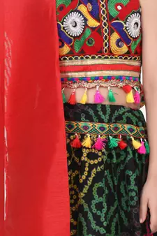 BownBee Mirror Work Chaniya Choli - Red