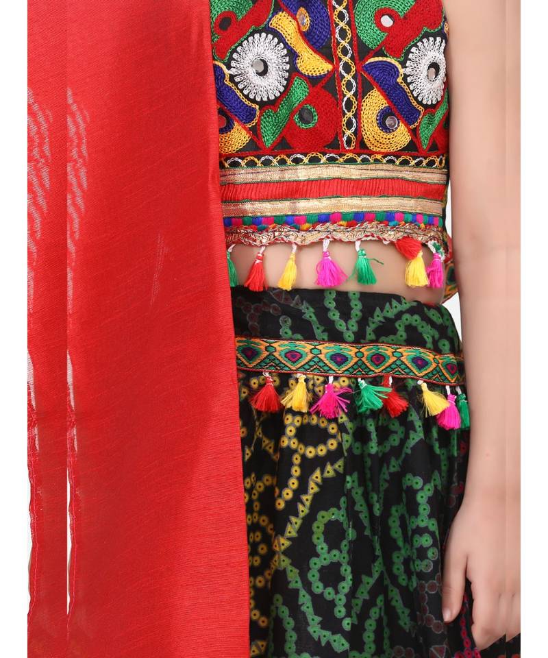 BownBee Mirror Work Chaniya Choli - Red