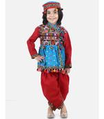 blue Full Sleeve Bandhani Kedia Dhoti Dress For Boys