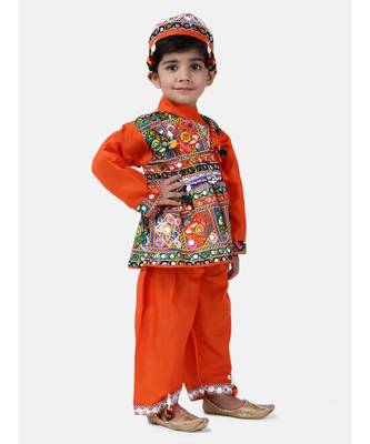 orange Full Sleeve Navratri Mirror Kedia 1
