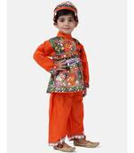 orange Full Sleeve Navratri Mirror Kedia