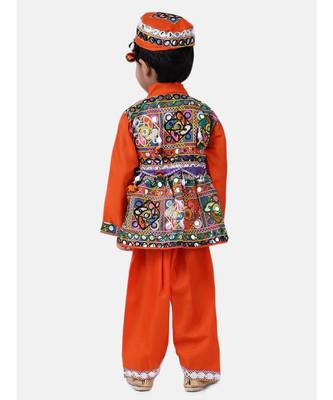 orange Full Sleeve Navratri Mirror Kedia 2