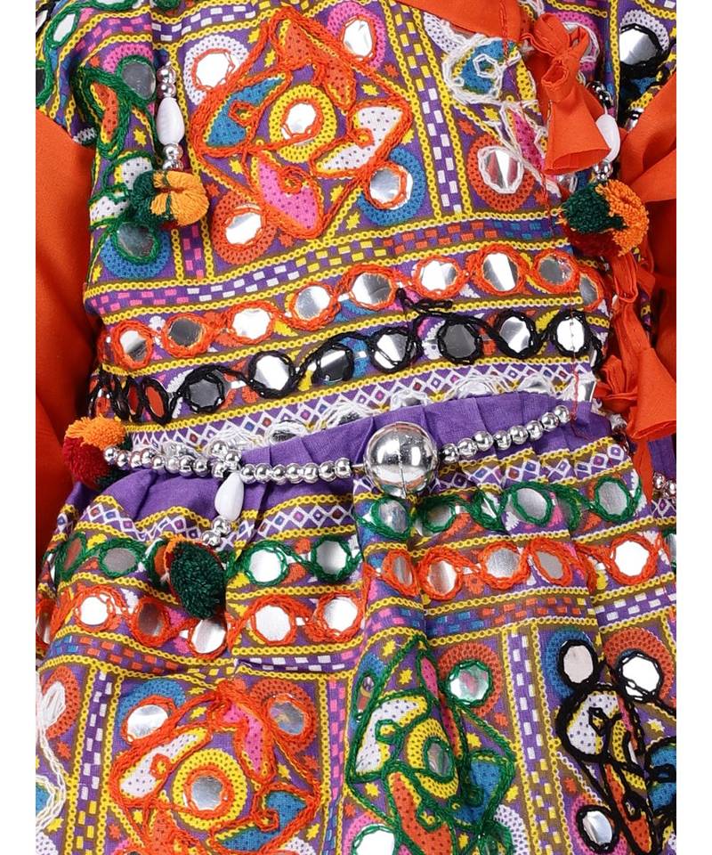orange Full Sleeve Navratri Mirror Kedia