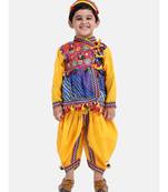 yellow Embroidery Laheriya Print Kedia Dhoti