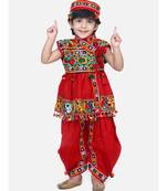 red Embroidery Sleeveless Kedia Dhoti