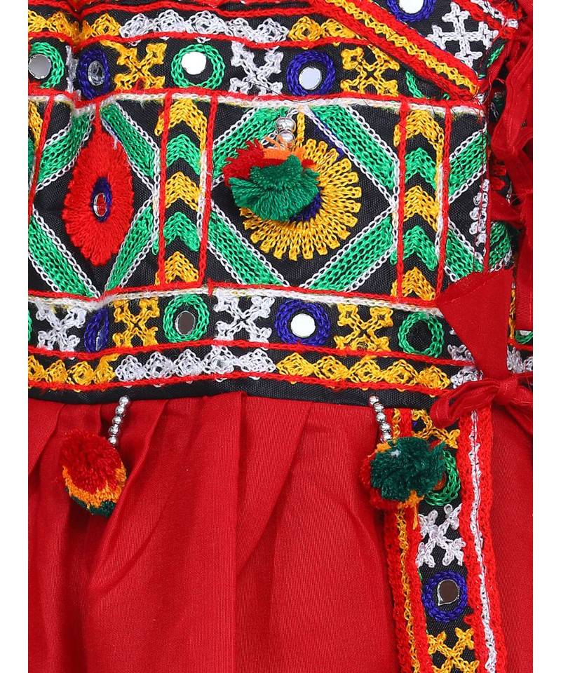 red Embroidery Sleeveless Kedia Dhoti