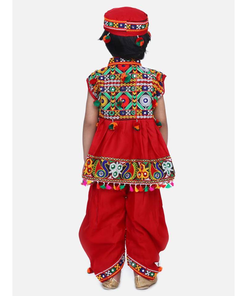 red Embroidery Sleeveless Kedia Dhoti