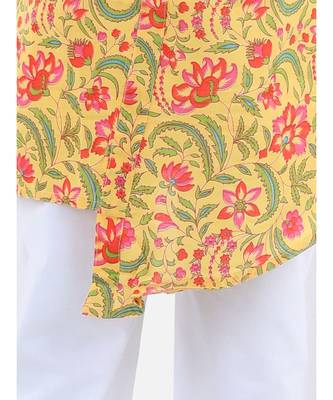 yellow BoysAsymmetric Front Open Kurta Pajama 3